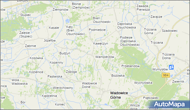 mapa Wampierzów, Wampierzów na mapie Targeo