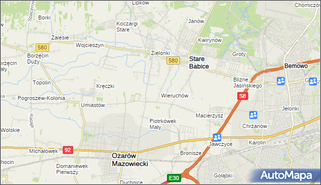 mapa Wieruchów, Wieruchów na mapie Targeo