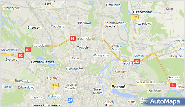 mapa Winogrady, Winogrady na mapie Targeo
