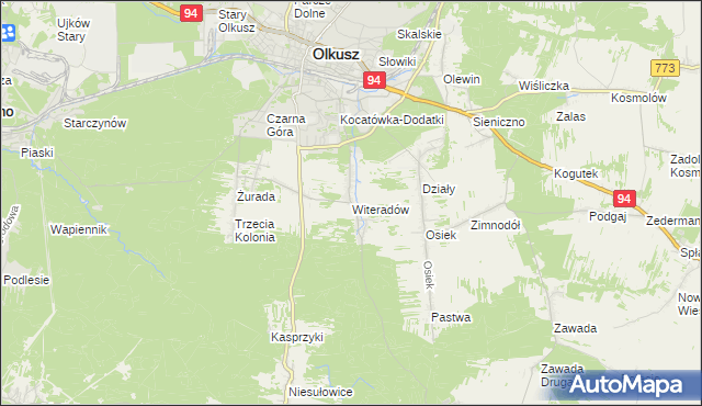 mapa Witeradów, Witeradów na mapie Targeo