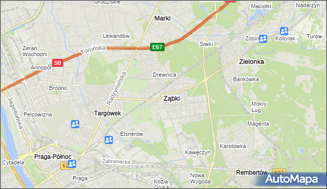 mapa Ząbki powiat wołomiński, Ząbki powiat wołomiński na mapie Targeo