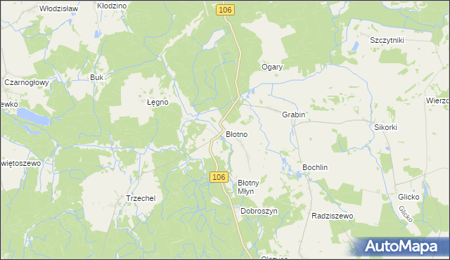 mapa Błotno gmina Nowogard, Błotno gmina Nowogard na mapie Targeo
