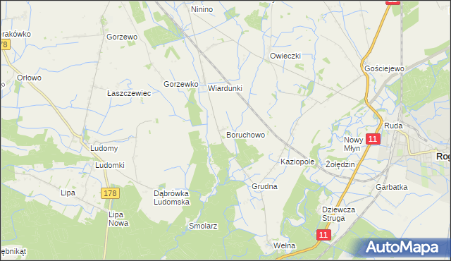mapa Boruchowo, Boruchowo na mapie Targeo