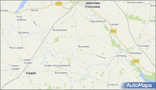 mapa Bukowiec gmina Jabłonowo Pomorskie, Bukowiec gmina Jabłonowo Pomorskie na mapie Targeo