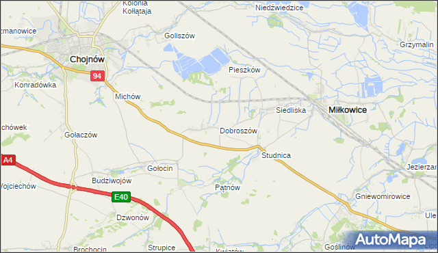 mapa Dobroszów gmina Chojnów, Dobroszów gmina Chojnów na mapie Targeo