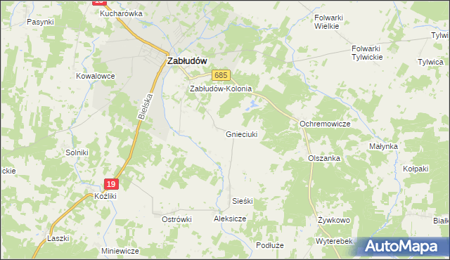 mapa Gnieciuki, Gnieciuki na mapie Targeo