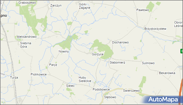 mapa Gorzyce gmina Żnin, Gorzyce gmina Żnin na mapie Targeo
