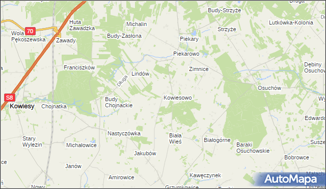 mapa Kowiesowo, Kowiesowo na mapie Targeo