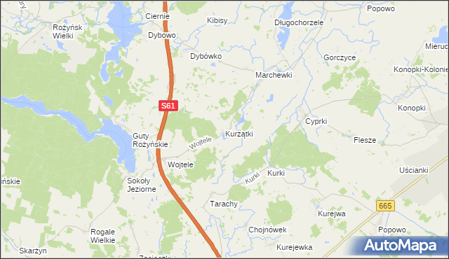 mapa Kurzątki, Kurzątki na mapie Targeo