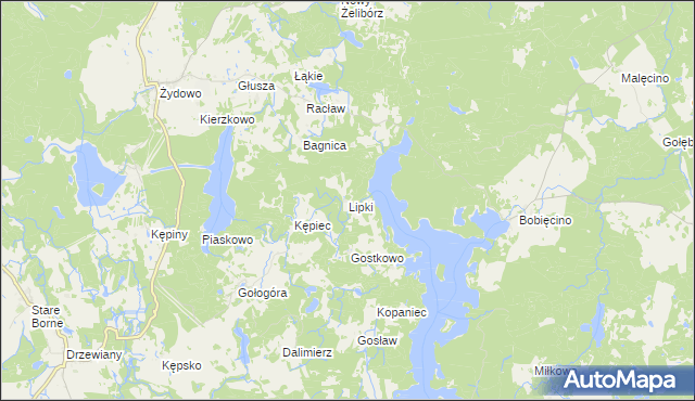 mapa Lipki gmina Polanów, Lipki gmina Polanów na mapie Targeo