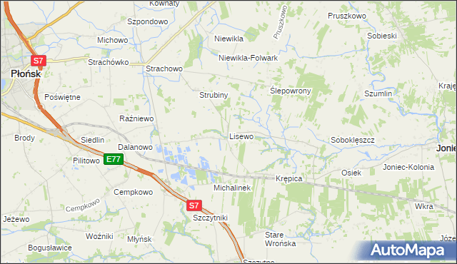 mapa Lisewo gmina Płońsk, Lisewo gmina Płońsk na mapie Targeo