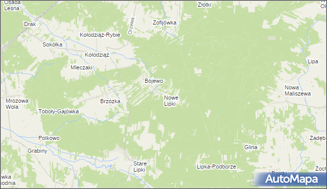 mapa Nowe Lipki gmina Stoczek, Nowe Lipki gmina Stoczek na mapie Targeo