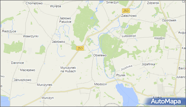 mapa Obielewo, Obielewo na mapie Targeo