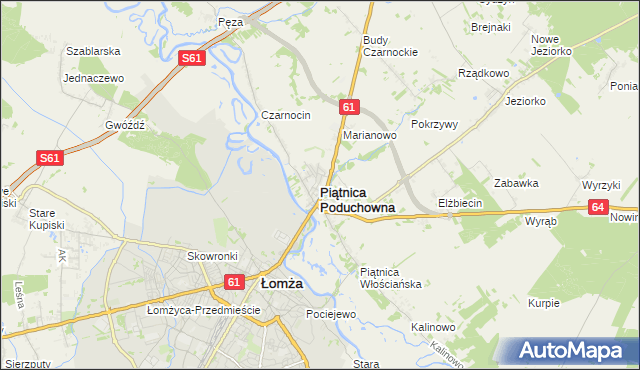 mapa Piątnica Poduchowna, Piątnica Poduchowna na mapie Targeo