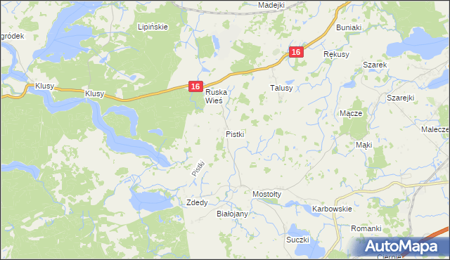 mapa Pistki gmina Ełk, Pistki gmina Ełk na mapie Targeo