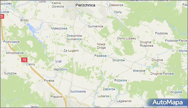 mapa Podlesie gmina Pierzchnica, Podlesie gmina Pierzchnica na mapie Targeo