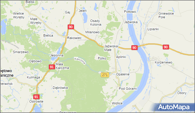 mapa Pólko gmina Gniew, Pólko gmina Gniew na mapie Targeo