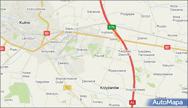 mapa Psurze, Psurze na mapie Targeo