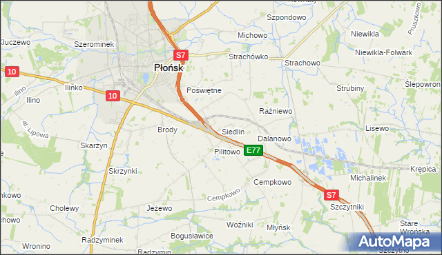 mapa Siedlin, Siedlin na mapie Targeo