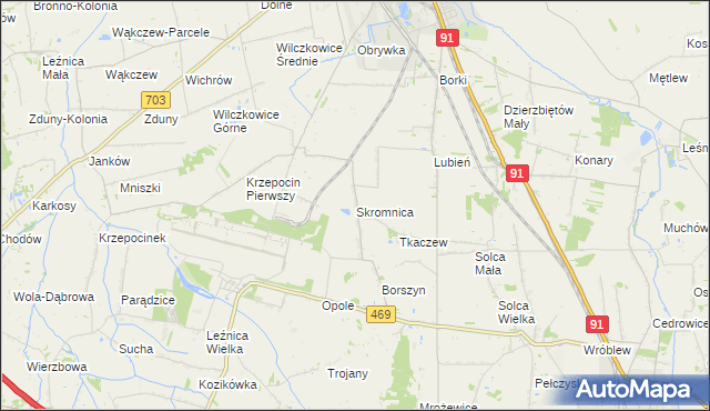 mapa Skromnica, Skromnica na mapie Targeo