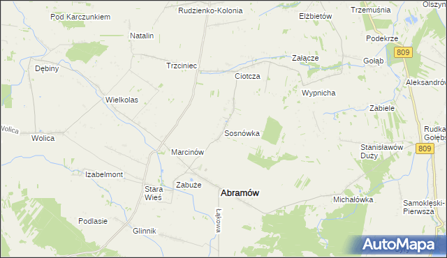 mapa Sosnówka gmina Abramów, Sosnówka gmina Abramów na mapie Targeo