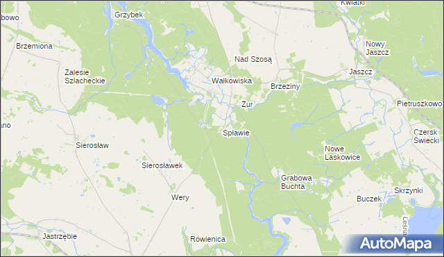 mapa Spławie gmina Drzycim, Spławie gmina Drzycim na mapie Targeo