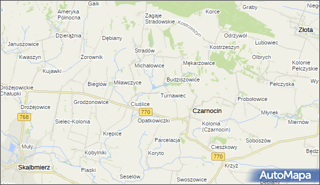 mapa Turnawiec, Turnawiec na mapie Targeo