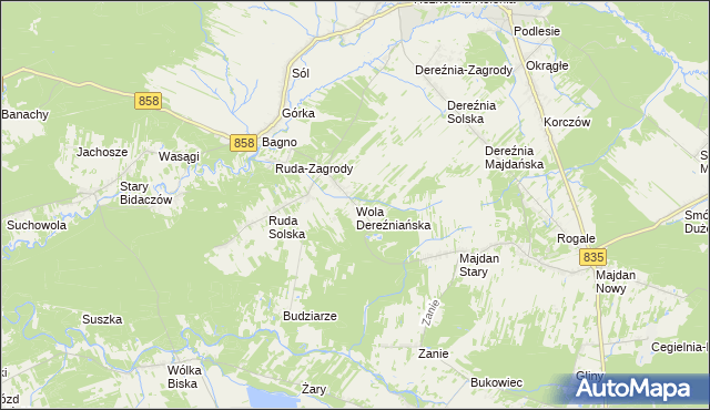 mapa Wola Dereźniańska, Wola Dereźniańska na mapie Targeo