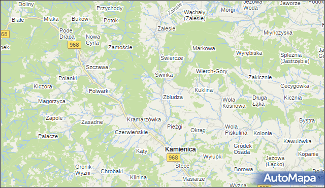mapa Zbludza, Zbludza na mapie Targeo