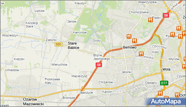 mapa Blizne Jasińskiego, Blizne Jasińskiego na mapie Targeo