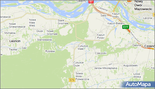 mapa Cybulice Małe, Cybulice Małe na mapie Targeo
