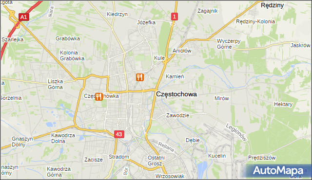 mapa Częstochowy, Częstochowa na mapie Targeo