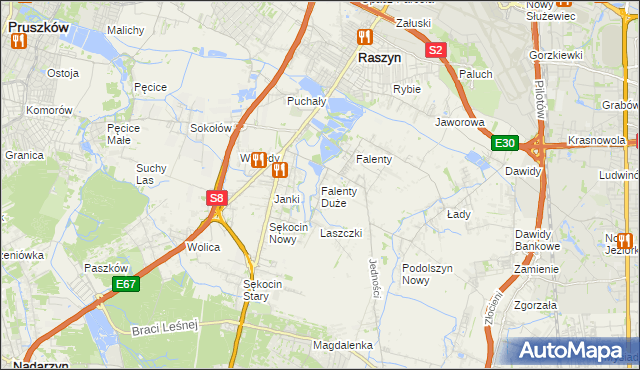 mapa Falenty Duże, Falenty Duże na mapie Targeo