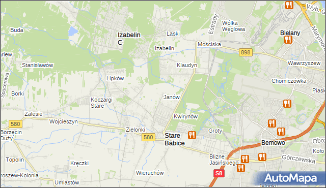 mapa Janów gmina Stare Babice, Janów gmina Stare Babice na mapie Targeo