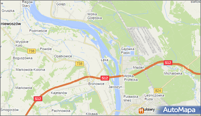 mapa Łęka gmina Puławy, Łęka gmina Puławy na mapie Targeo