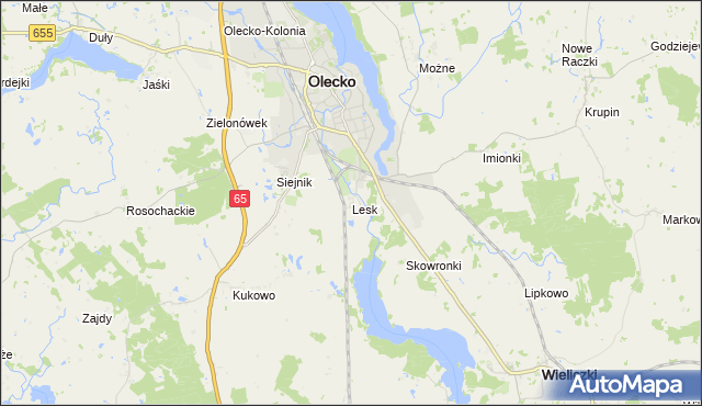 mapa Lesk gmina Olecko, Lesk gmina Olecko na mapie Targeo