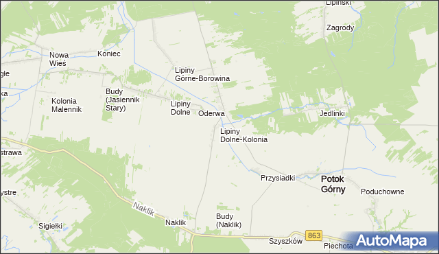 mapa Lipiny Dolne-Kolonia, Lipiny Dolne-Kolonia na mapie Targeo