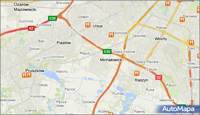 mapa Michałowice powiat pruszkowski, Michałowice powiat pruszkowski na mapie Targeo