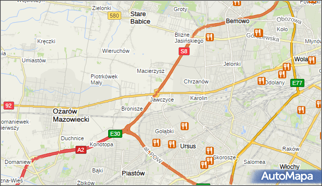 mapa Mory gmina Ożarów Mazowiecki, Mory gmina Ożarów Mazowiecki na mapie Targeo
