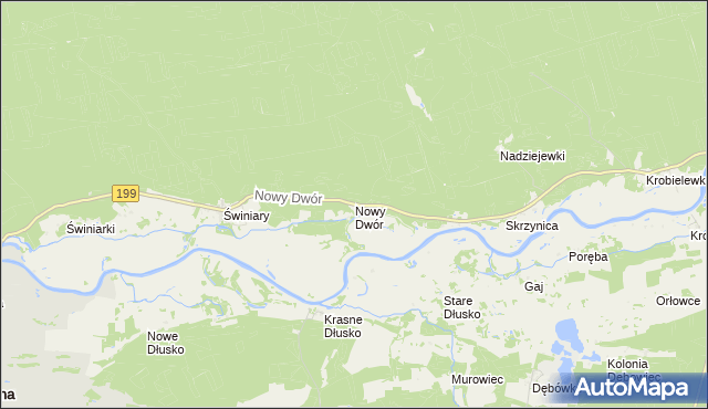 mapa Nowy Dwór gmina Skwierzyna, Nowy Dwór gmina Skwierzyna na mapie Targeo