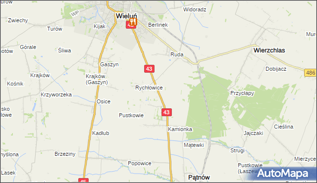 mapa Nowy Świat gmina Wieluń, Nowy Świat gmina Wieluń na mapie Targeo