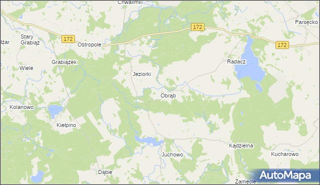 mapa Obrąb gmina Borne Sulinowo, Obrąb gmina Borne Sulinowo na mapie Targeo