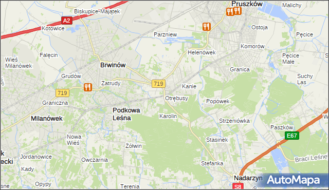 mapa Otrębusy, Otrębusy na mapie Targeo