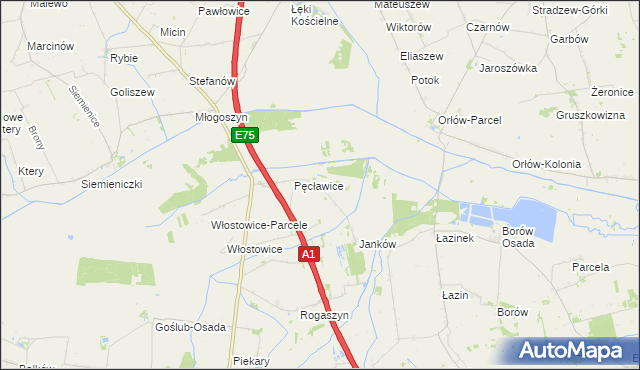 mapa Pęcławice-Parcele, Pęcławice-Parcele na mapie Targeo