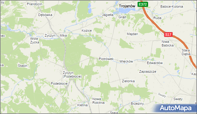 mapa Piotrówek gmina Trojanów, Piotrówek gmina Trojanów na mapie Targeo