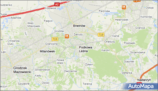 mapa Podkowa Leśna, Podkowa Leśna na mapie Targeo