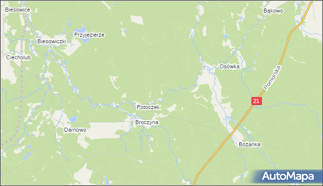 mapa Popielewo gmina Trzebielino, Popielewo gmina Trzebielino na mapie Targeo