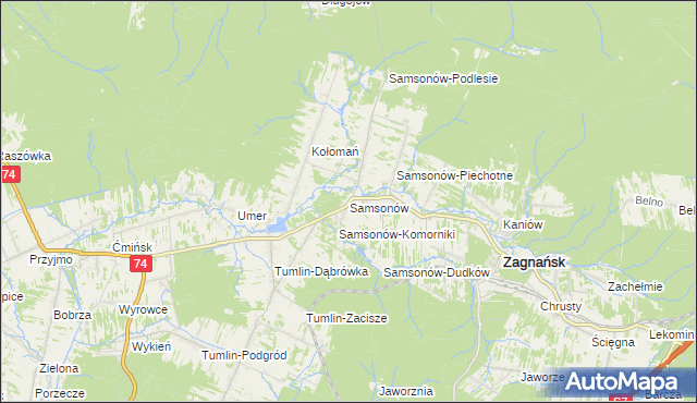 mapa Samsonów, Samsonów na mapie Targeo