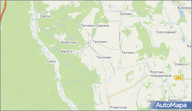 mapa Tarnowiec gmina Goleniów, Tarnowiec gmina Goleniów na mapie Targeo