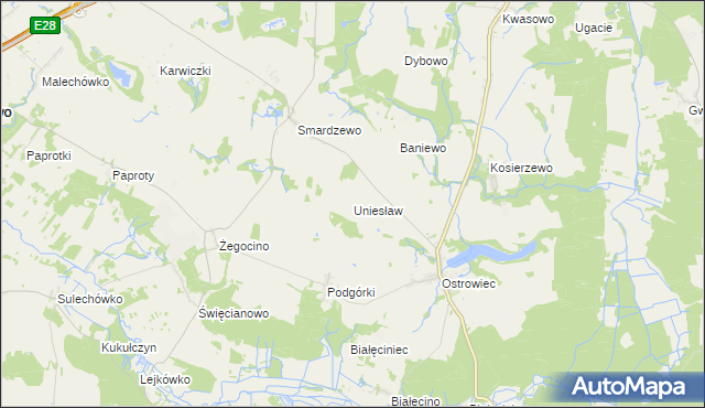mapa Uniesław, Uniesław na mapie Targeo